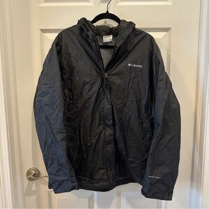 EUC Columbia Black Hooded Windbreaker 2X